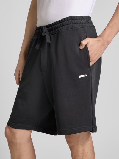 HUGO Sweatshorts mit Label-Print Modell 'Nomario' Black 3