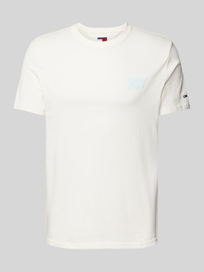 Tommy Jeans Regular Fit T-Shirt aus reiner Baumwolle mit Label-Schriftzug Offwhite 2