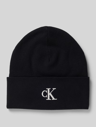 CK Calvin Klein Czapka beanie z mieszanki wiskozy z wyhaftowanym logo Czarny 1