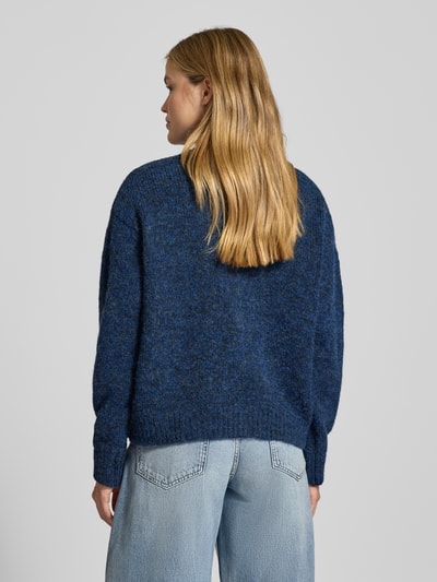 ICHI Relaxed fit gebreid jack met wol, model 'Bela' Marineblauw - 5