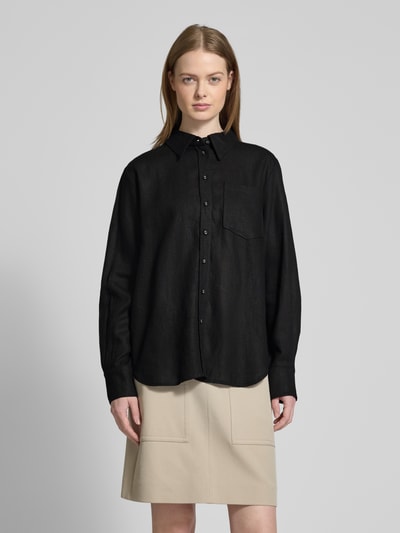 YAS Relaxed Fit Leinenbluse Modell 'FLAXY' Black 4