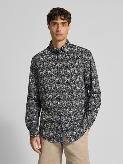 Christian Berg Men Regular fit vrijetijdsoverhemd met bloemenmotief Zwart - 4