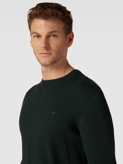 Christian Berg Men Strickpullover in melierter Optik Dunkelgruen Melange 3