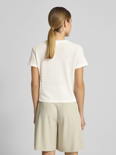 Jake*s Collection T-Shirt mit Lochmuster Beige 5