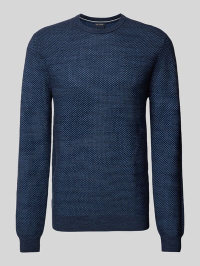 OLYMP Level Five Sweter z dzianiny o kroju slim fit z fakturowanym wzorem Granatowy 2