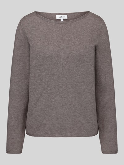 s.Oliver RED LABEL Regular Fit Pullover aus Baumwoll-Viskose-Mix Taupe Melange 2