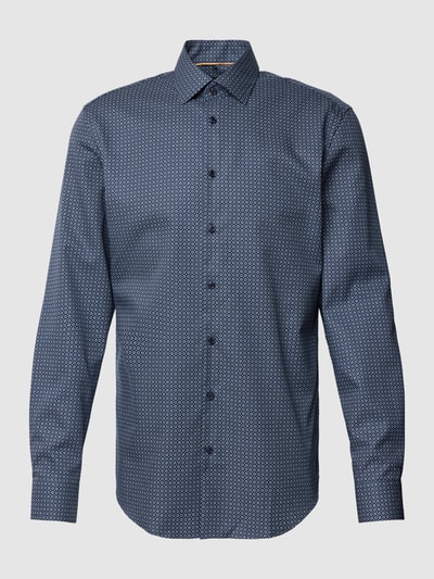 Jake*s Slim Fit Premiumhemd im Allover-Muster Marine 2