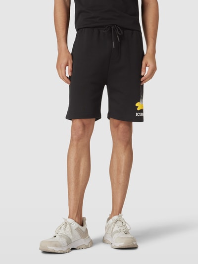 Iceberg Sweatshorts mit Label-Print Modell 'BERMUDA' Black 4