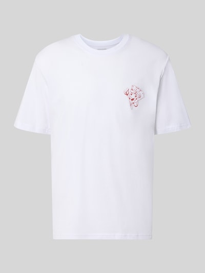 Produktfoto, Regular Fit T-Shirt aus reiner Baumwolle Modell 'BREWY' von JACK & JONES, Męski t-shirt, krój regular fit, bawełna, nadruk z napisem, długość tyłu w rozmiarze M: 68 cm