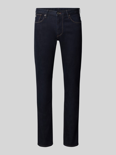 Produktfoto, Slim Fit Jeans im 5-Pocket-Design von Emporio Armani in dunklem Blau, Baumwoll-Mix, Knopf-Reißverschluss, für Herren