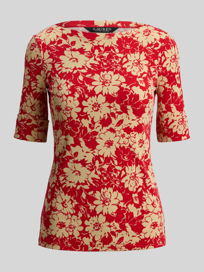 Lauren Ralph Lauren krój regular fit t-shirt z mieszanki bawełny Rdzawoczerwony melanż 2