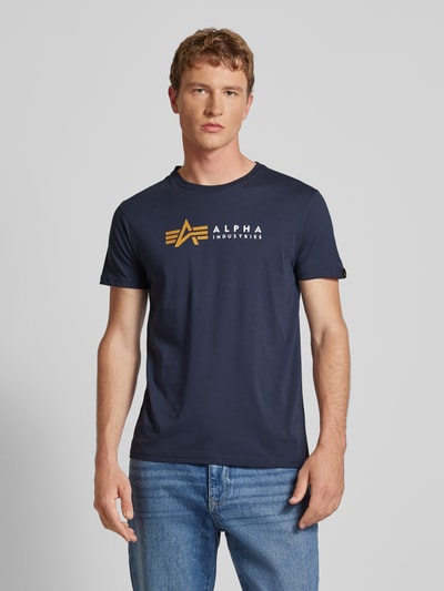 Alpha Industries T-shirt met labelprint Donkerblauw - 4