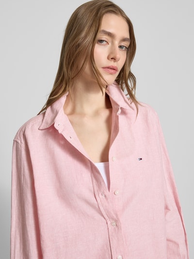 Tommy Jeans Relaxed Fit Blusenshirt aus Baumwoll-Leinen-Mix Rosa 3