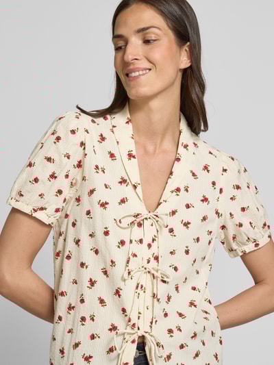 ICHI Regular Fit Bluse mit Schnürung Modell 'ROSEY' Offwhite 3