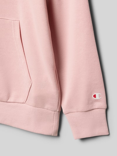 Produktfoto, Regular Fit Hoodie mit Logo-Print von CHAMPION in Rosa, Baumwoll-Mix, Känguru-Tasche, elastische Abschlüsse, glatte Textur