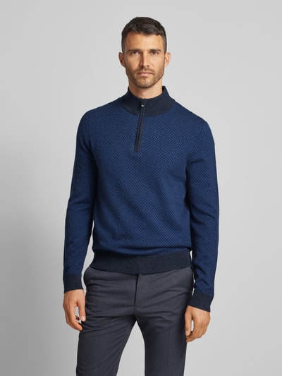 BOSS Gebreide pullover met labeldetail, model 'Eltorino' Marineblauw - 4