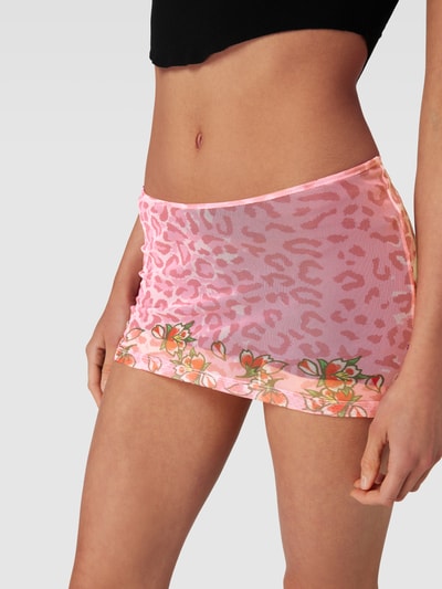 ED HARDY Minirok met all-over motief, model 'BLOSSOM' Felroze - 3