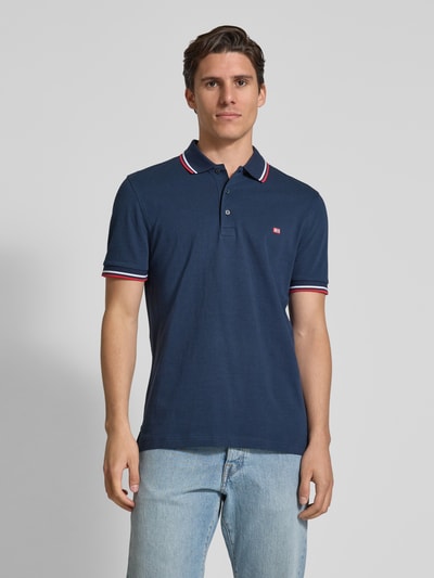 Christian Berg Men Poloshirt mit Label-Stitching Dunkelblau 4