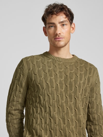 SELECTED HOMME Gebreide pullover met ribboorden, model 'CAI' Olijfgroen - 3