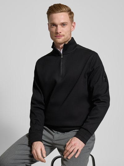 BOSS Sweatshirt mit Troyer-Kragen Modell 'Sidney' Black 3