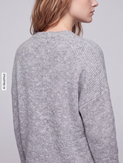 ONLY Relaxed Fit Pullover mit Paris-Schriftzug Hellgrau Melange 3