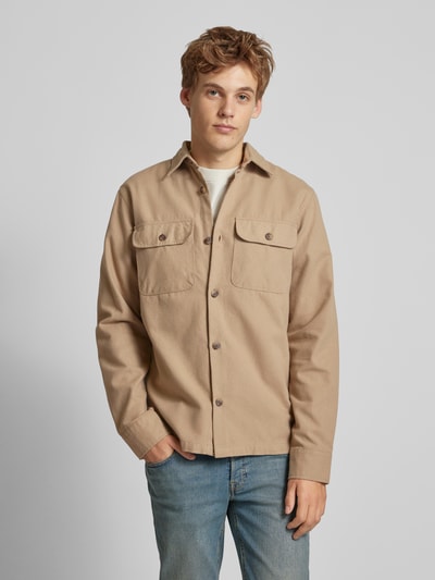 Jack & Jones Slim fit vrijetijdsoverhemd met borstzakken met klep, model 'DARREN' Beige - 4