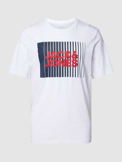 Jack & Jones T-shirt met labelprint, model 'CORP' Wit - 2