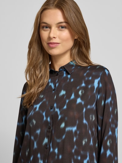 Milano Italy Regular Fit Bluse aus Viskose mit Knopfleiste Schoko 3