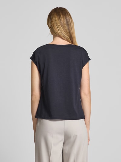 comma T-Shirt aus Viskose-Mix mit Rundhalsausschnitt Marine 5