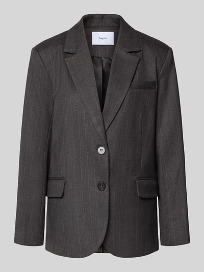 Produktfoto, Regular Fit Blazer mit Pattentaschen Modell 'DWEN' von SUNCOO PARIS, dunkler Material-Mix mit feiner Struktur, Reverskragen, Knopfverschluss