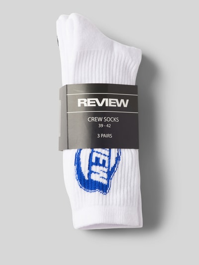 REVIEW Socken mit Label-Print im 3er-Pack Weiss 3