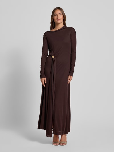 BOSS Getailleerde gebreide jurk van een mix van lyocell en kasjmier, model 'EVARGO' Aubergine - 4