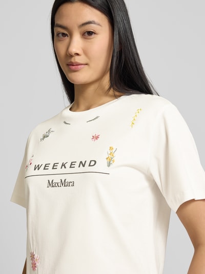 Weekend Max Mara T-shirt met labelstitching, model 'OLGA' Wit - 3
