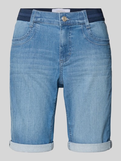 Produktfoto, Jeansshorts mit Umschlag und elastischem Bund von Angels, mieszanka bawełny i elastanu, krój regular fit, szerokość w rozmiarze 36: 39 cm, długość wewnętrzna nogawki w rozmiarze 36: 30 cm