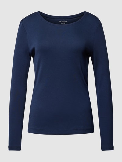 Montego Shirt met lange mouwen in effen design Donkerblauw - 2