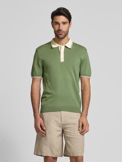 Gant Slim fit poloshirt met labelstitching Rietgroen - 4