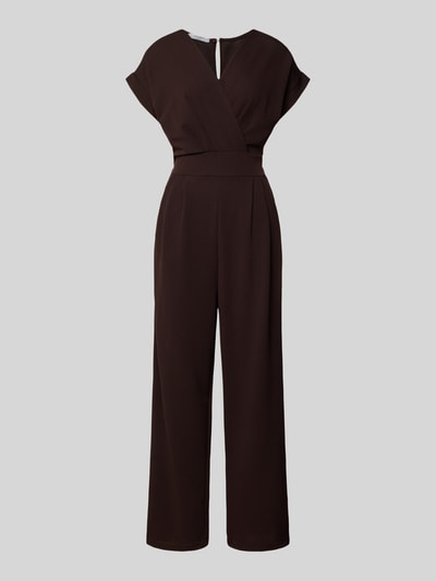 Produktfoto, Jumpsuit met steekzakken Model 'Ko44a' van ZABAIONE, materiaalmix met stretch, regular fit, V-hals, donkerbruin