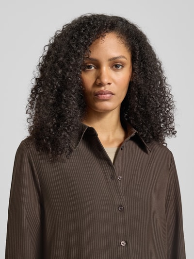 My Essential Wardrobe Overhemdblouse met knoopsluiting, model 'Vitta' Chocoladebruin - 3