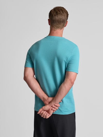 BOSS Regular fit T-shirt van katoenmix, model 'TIBURT' Aquablauw - 5