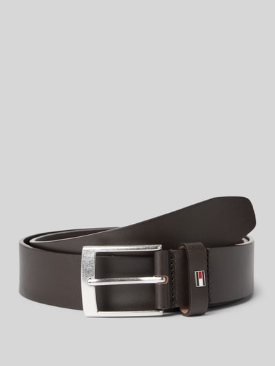 Tommy Hilfiger Leren riem met doornsluiting, model 'ADAN' Donkerbruin - 1