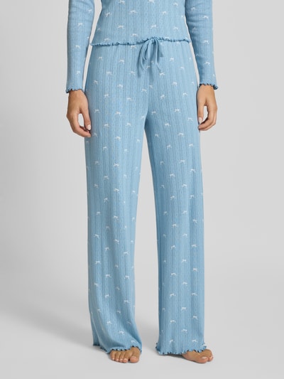 Jake*s Casual Wide Leg Pyjama-Hose mit Lochmuster Hellblau 4