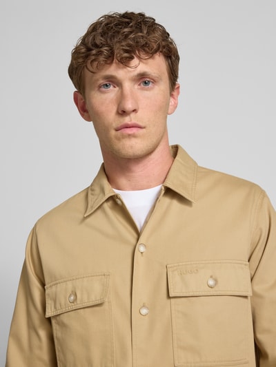HUGO Hemdjacke mit Knopfleiste Modell 'Epoldo' Beige 3