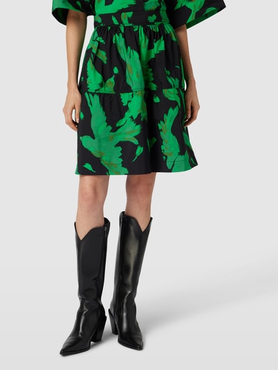 Essentiel Knielange rok met all-over motief Groen - 4