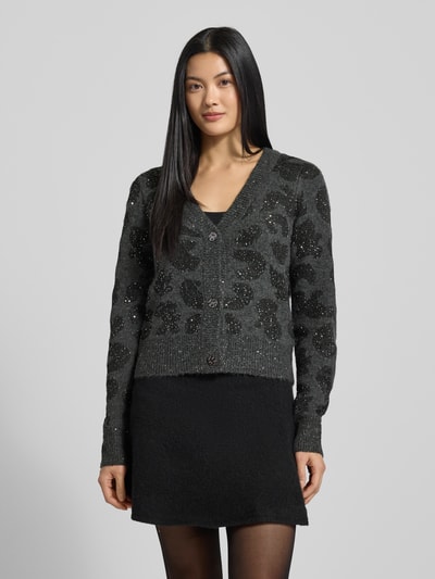 VERO MODA Relaxed fit gebreid jack met wol, model 'ZUZU' Antraciet - 4