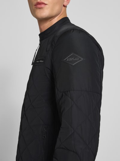 Replay Kurtka pikowana z kieszeniami zapinanymi na zamek błyskawiczny i detalem z logo Czarny 3