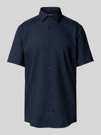 Jake*s Slim Fit Kurzarmhemd in kurzärmeligem Design Marine 2