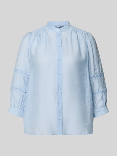 Produktfoto, Regular Fit Bluse mit 3/4-Arm von More & More aus Lyocell-Mix in Hellblau, Rundhalsausschnitt, glatte Textur, Damen, Rückenlänge 62 cm, Ärmellänge 49 cm, Größe 36