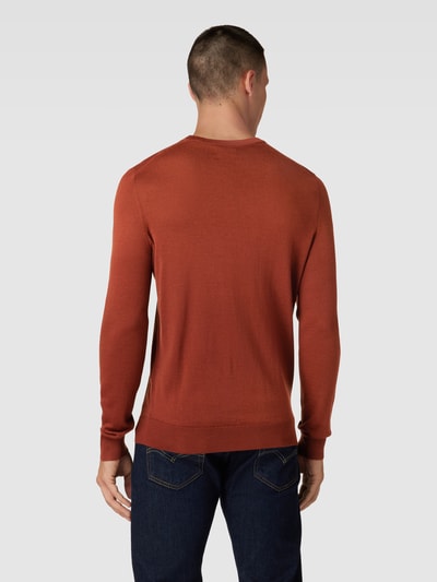 Christian Berg Men Shirt met lange mouwen van wolmix Terracotta - 5