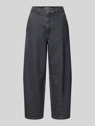 Produktfoto, Jeans mit französischen Eingrifftaschen von Smith and Soul in Dunkelgrau, Reine Baumwolle, Lockere-Schnitt, Gesäßtaschen, Knopf-Reißverschluss, Bundweite 38 cm, Innenbeinlänge 65 cm, Damen Jeans