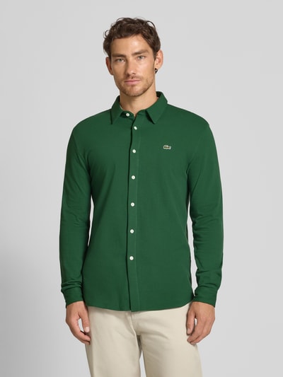 Lacoste Koszula casualowa o kroju slim fit z fakturą Zielony 4